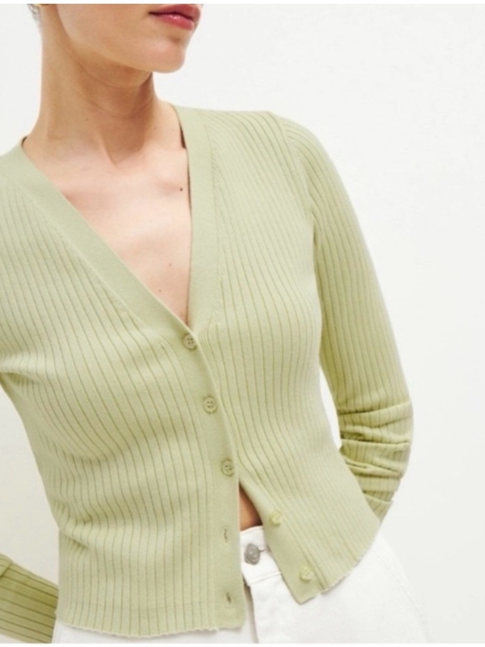 Reformation ribbed button down cardigan